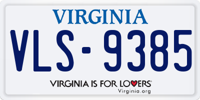 VA license plate VLS9385