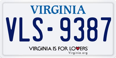VA license plate VLS9387