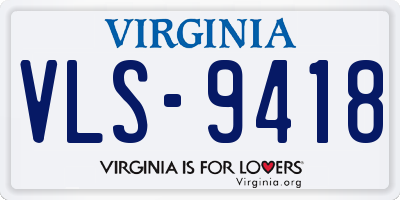 VA license plate VLS9418
