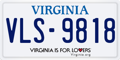 VA license plate VLS9818