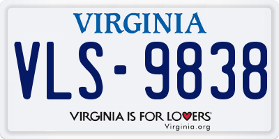 VA license plate VLS9838