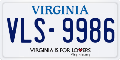 VA license plate VLS9986