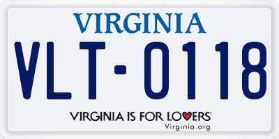 VA license plate VLT0118