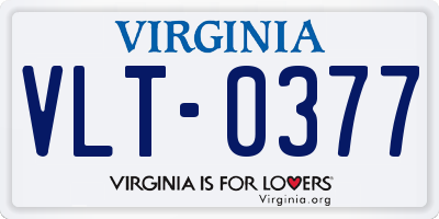 VA license plate VLT0377