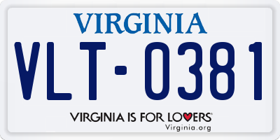 VA license plate VLT0381