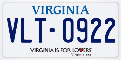 VA license plate VLT0922