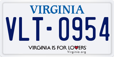 VA license plate VLT0954