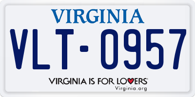 VA license plate VLT0957