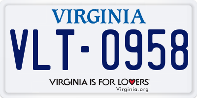 VA license plate VLT0958