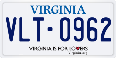 VA license plate VLT0962