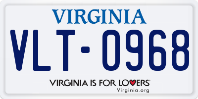 VA license plate VLT0968