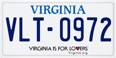 VA license plate VLT0972