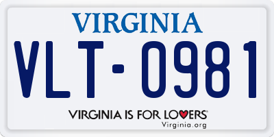 VA license plate VLT0981