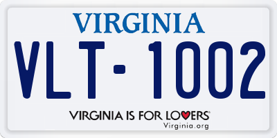 VA license plate VLT1002