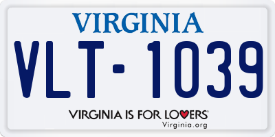 VA license plate VLT1039