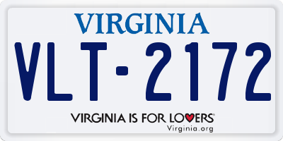 VA license plate VLT2172