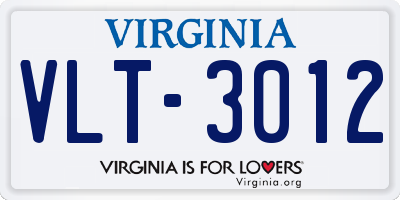 VA license plate VLT3012