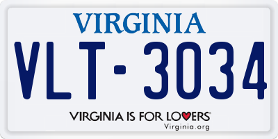 VA license plate VLT3034