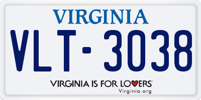 VA license plate VLT3038