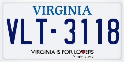 VA license plate VLT3118