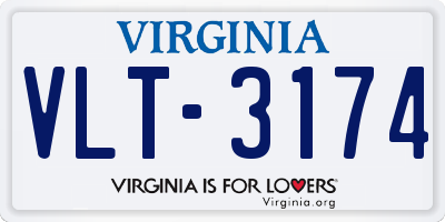 VA license plate VLT3174
