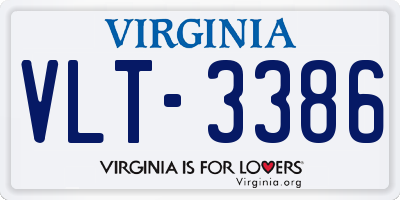 VA license plate VLT3386