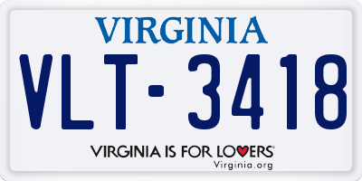 VA license plate VLT3418