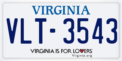 VA license plate VLT3543