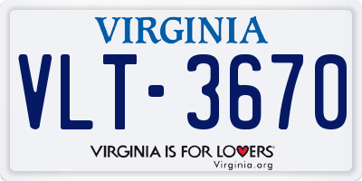 VA license plate VLT3670