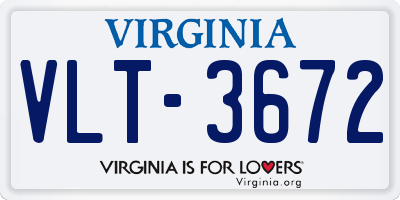 VA license plate VLT3672