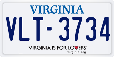 VA license plate VLT3734