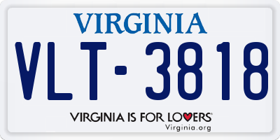 VA license plate VLT3818