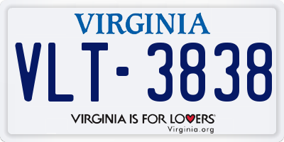 VA license plate VLT3838