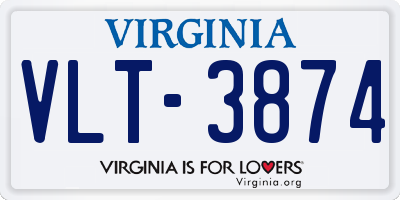VA license plate VLT3874