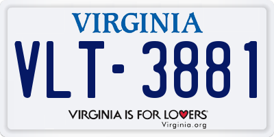 VA license plate VLT3881