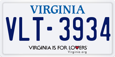 VA license plate VLT3934