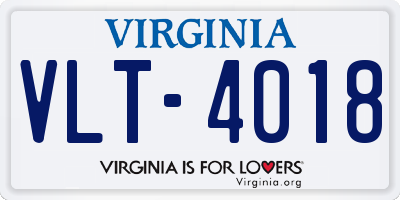 VA license plate VLT4018