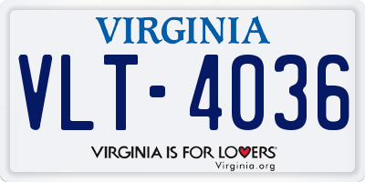 VA license plate VLT4036