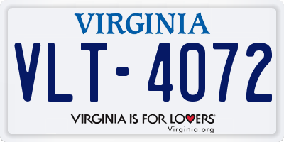 VA license plate VLT4072