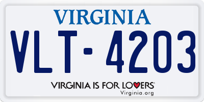 VA license plate VLT4203