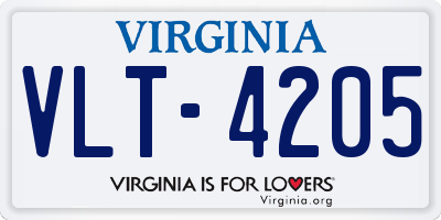 VA license plate VLT4205