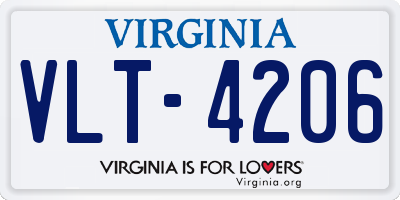 VA license plate VLT4206