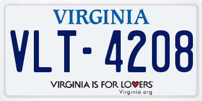 VA license plate VLT4208