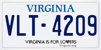 VA license plate VLT4209