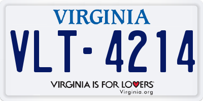 VA license plate VLT4214