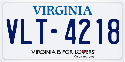 VA license plate VLT4218