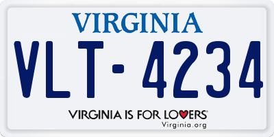 VA license plate VLT4234