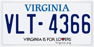 VA license plate VLT4366