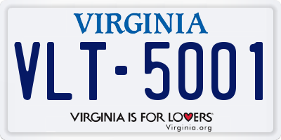 VA license plate VLT5001