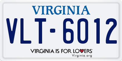 VA license plate VLT6012